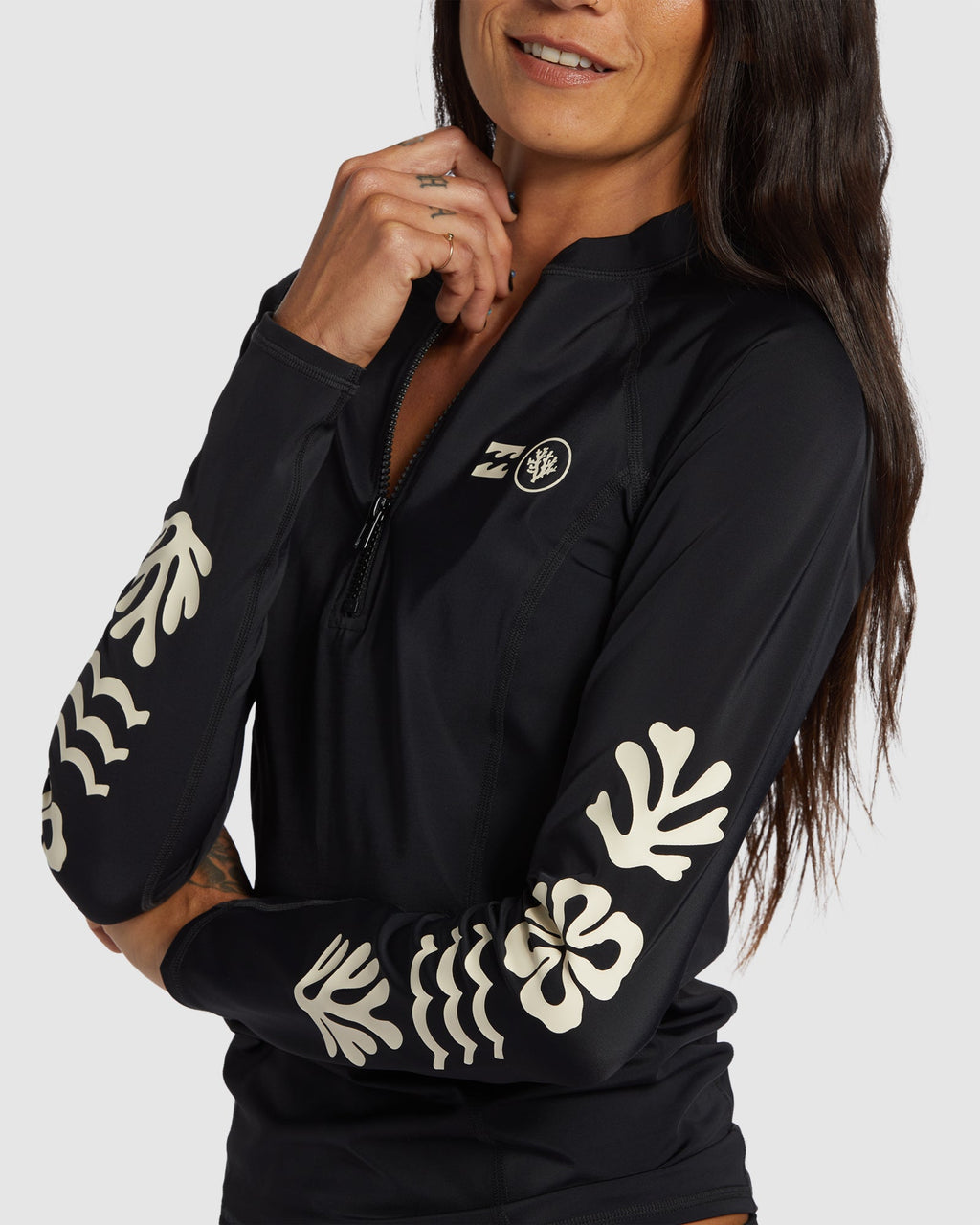 Womens Coral Gardeners Half Zip Long Sleeve Rash Vest