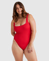 Womens Summer High Square Neck One Piece Swimsuit