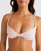 Womens Wave Check Demi Underwire Bikini Top