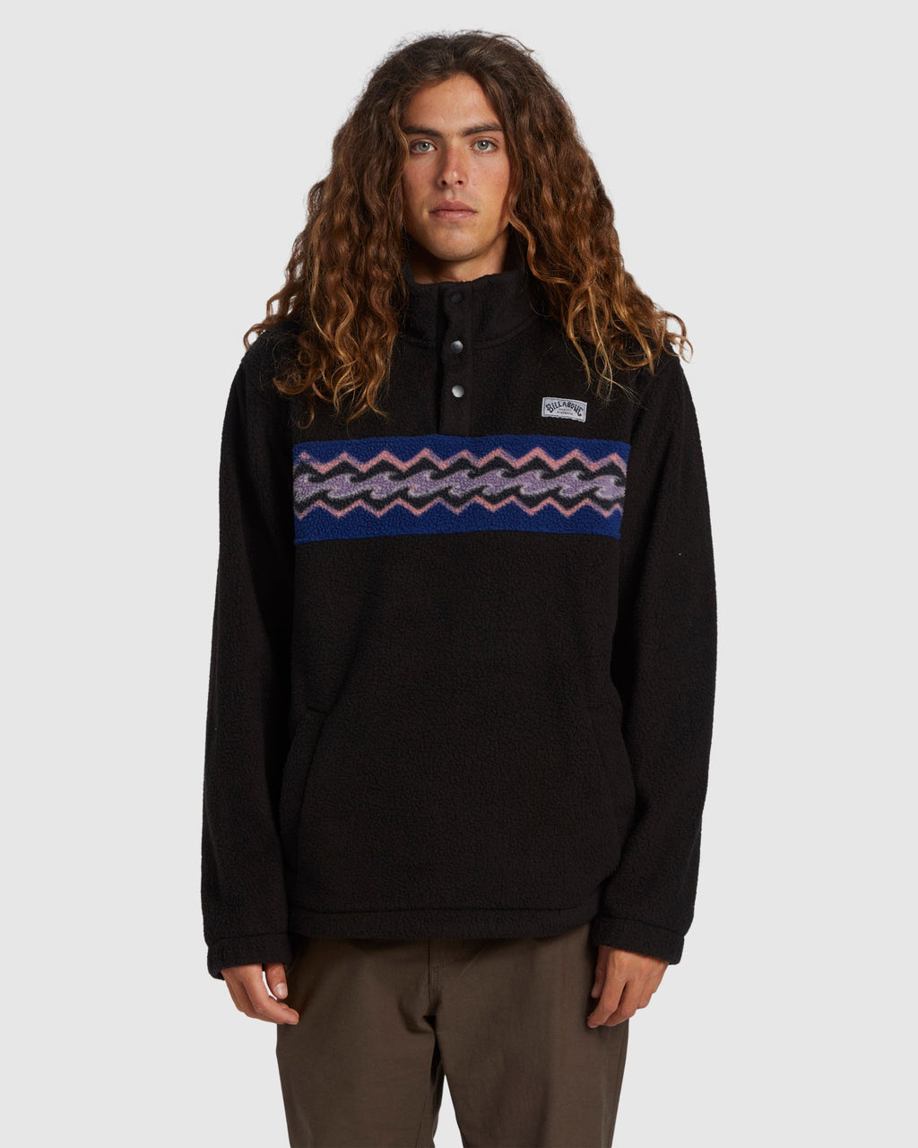 Mens A/Div Boundary Mock Snap Fleece Jumper