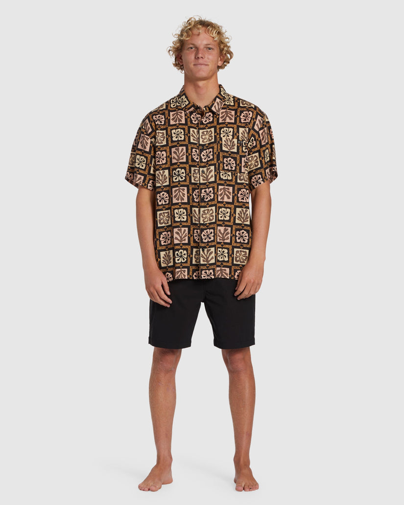 Mens Tiki Reef Hemp Short Sleeve Shirt
