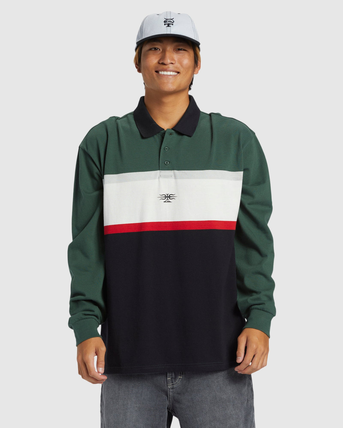 Mens Mercury Rugby Long Sleeve Polo Shirt