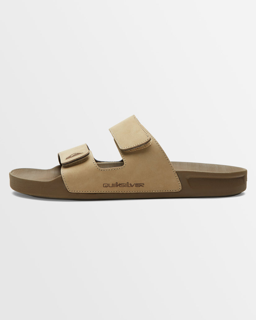 Mens Rivi Leather Double Adjust Slides