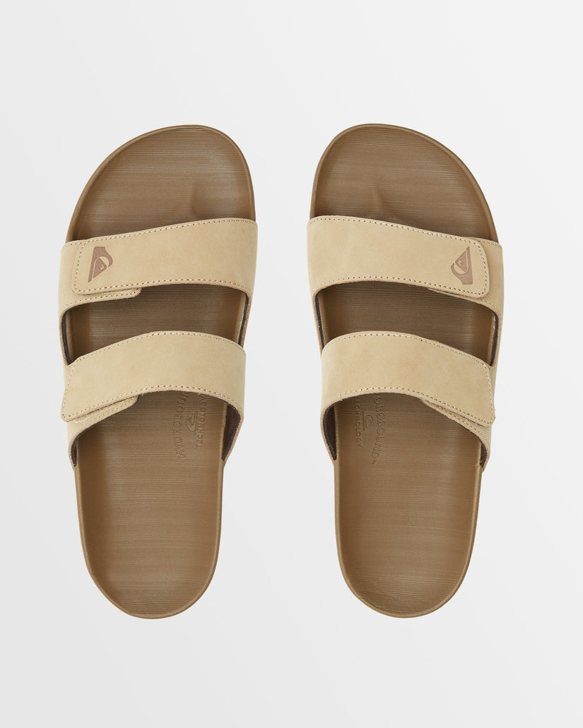 Mens Rivi Leather Double Adjust Slides