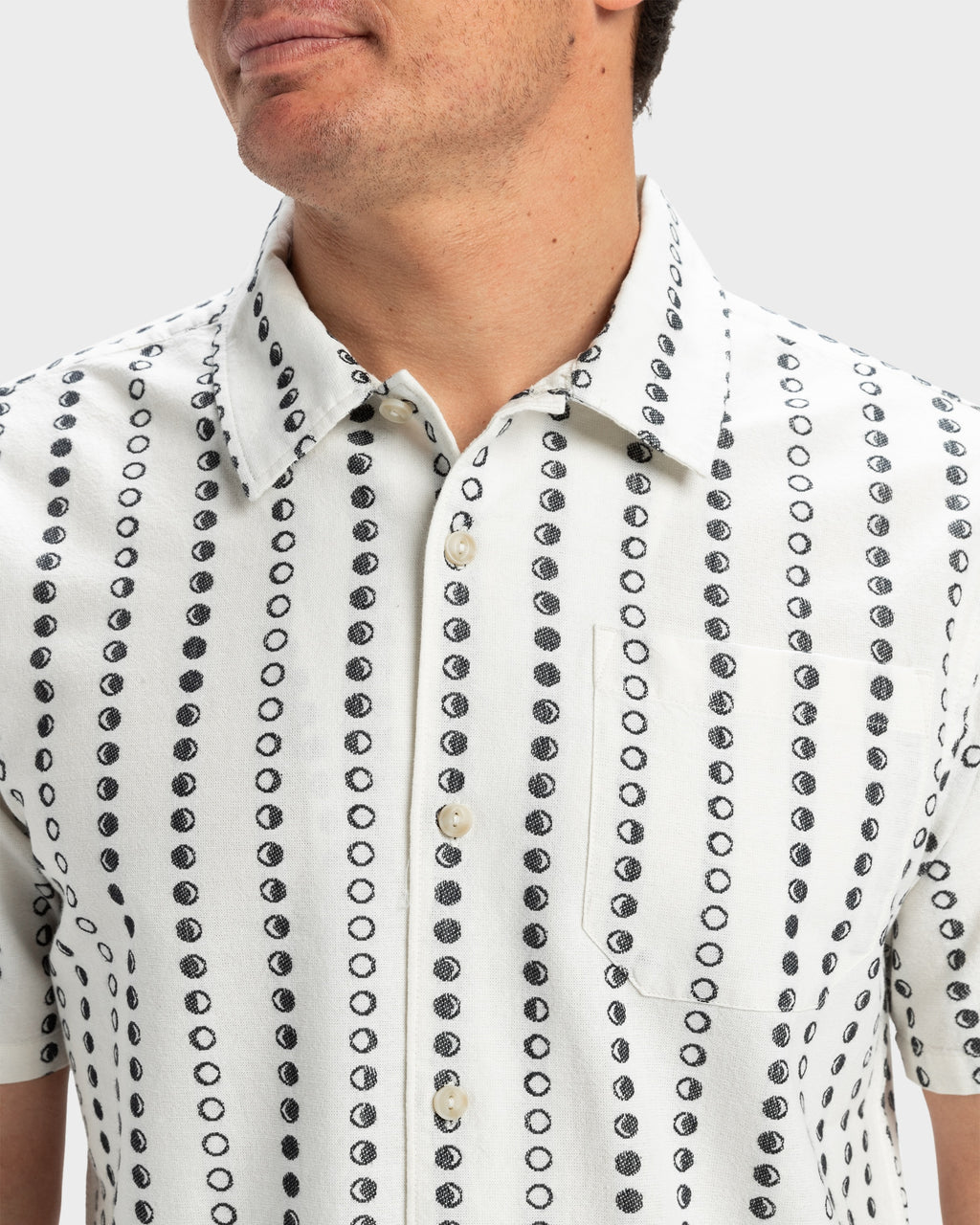 Mens Lunar Phases Casual Short Sleeve Shirt