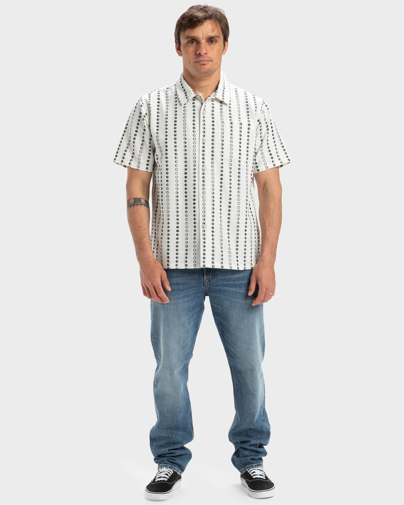 Mens Lunar Phases Casual Short Sleeve Shirt