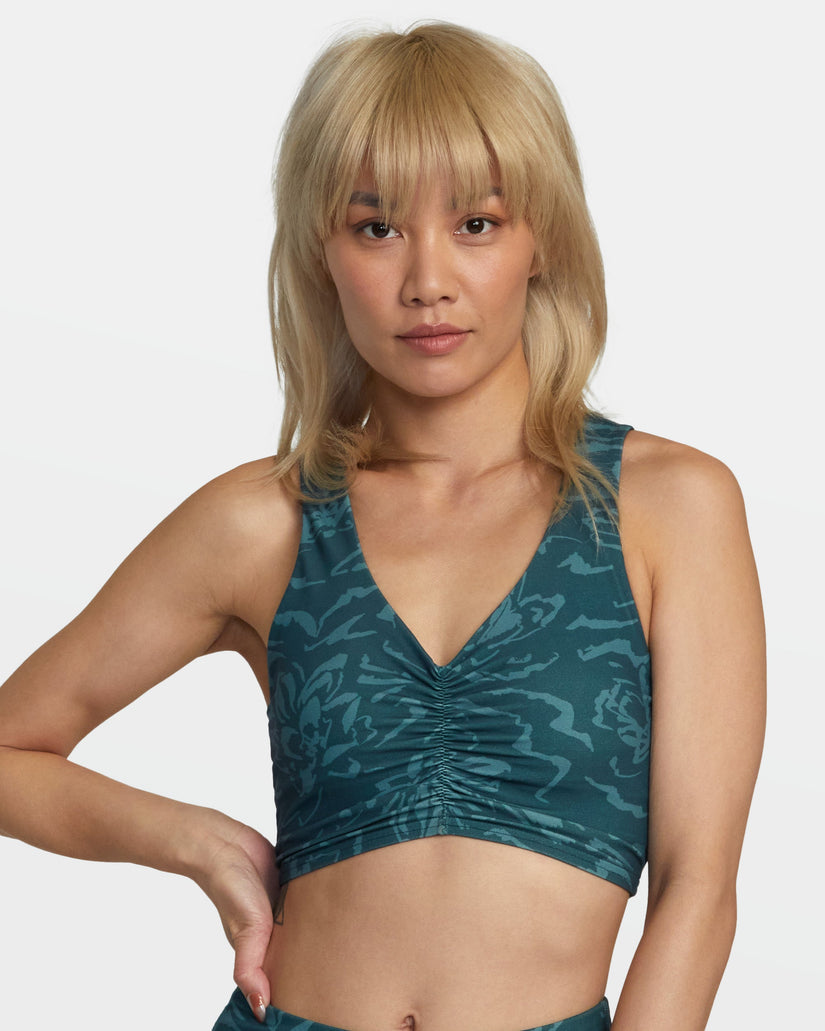 Womens Gathered Front Mid Support Sports Bra