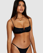 Solid Shirred V-Wire Bralette Bikini Top