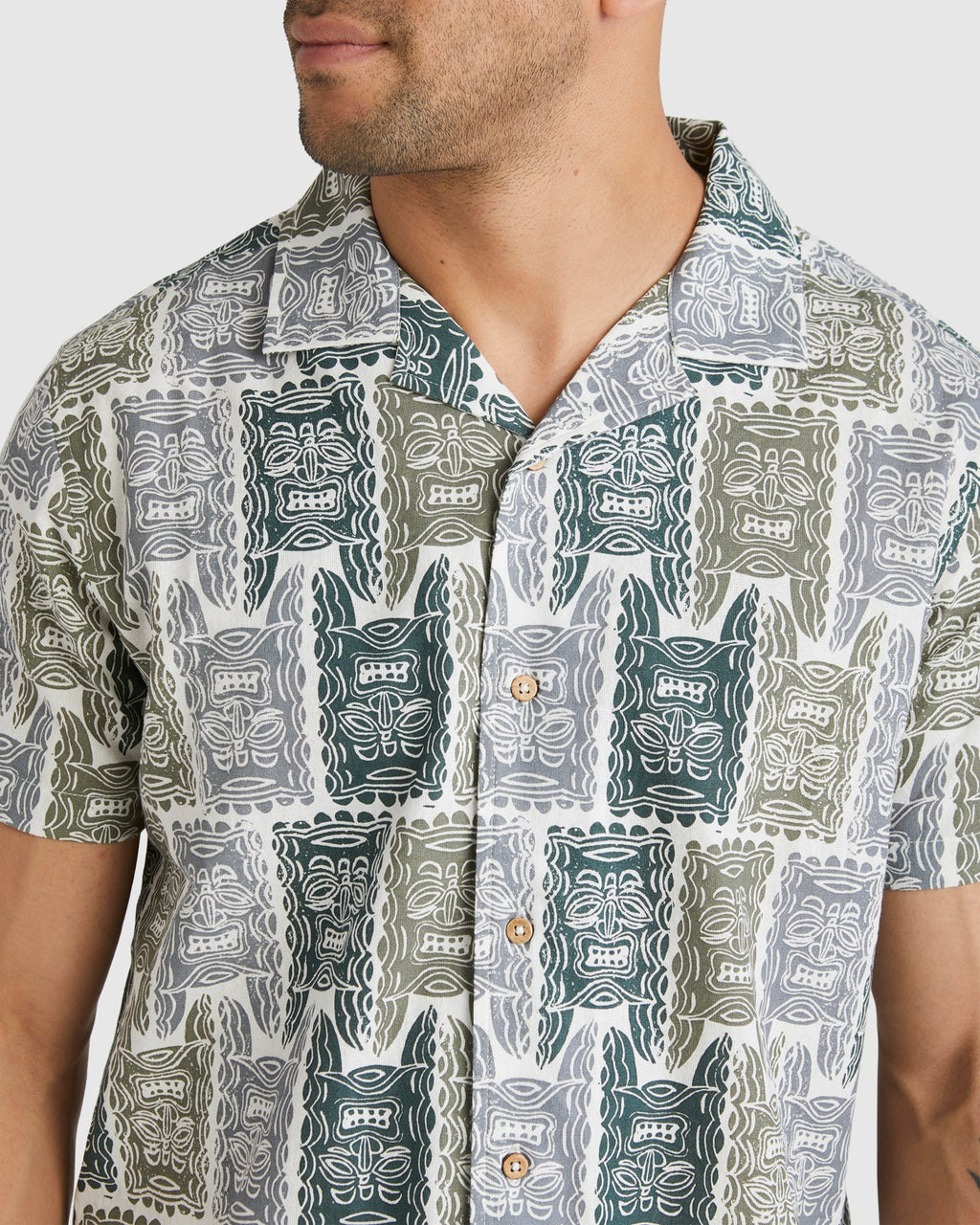 Mens Oblow Tapa Top Short Sleeve Shirt