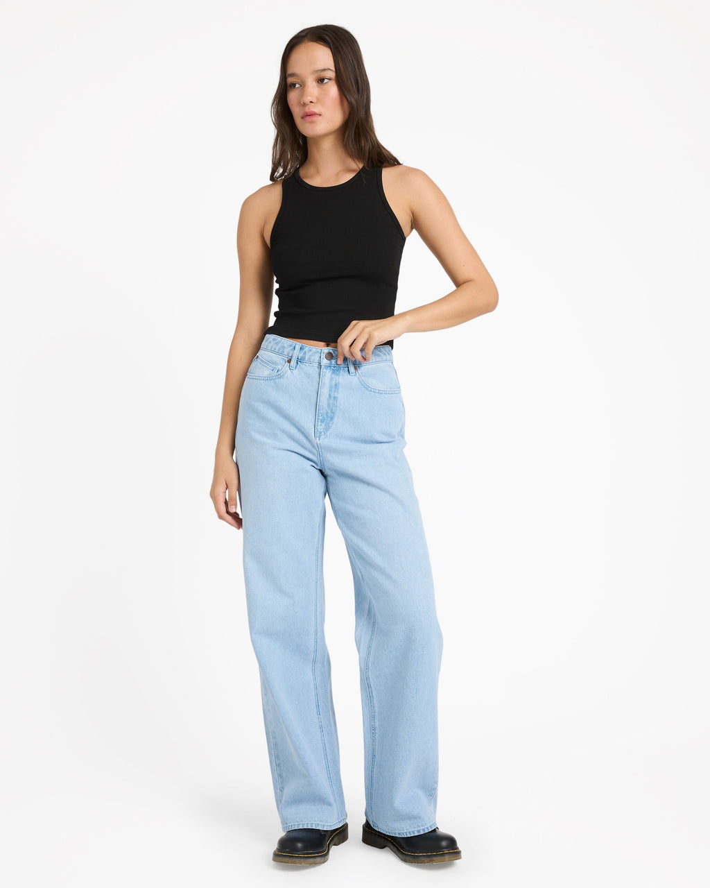 Womens Stoned BF High Rise Denim Jeans
