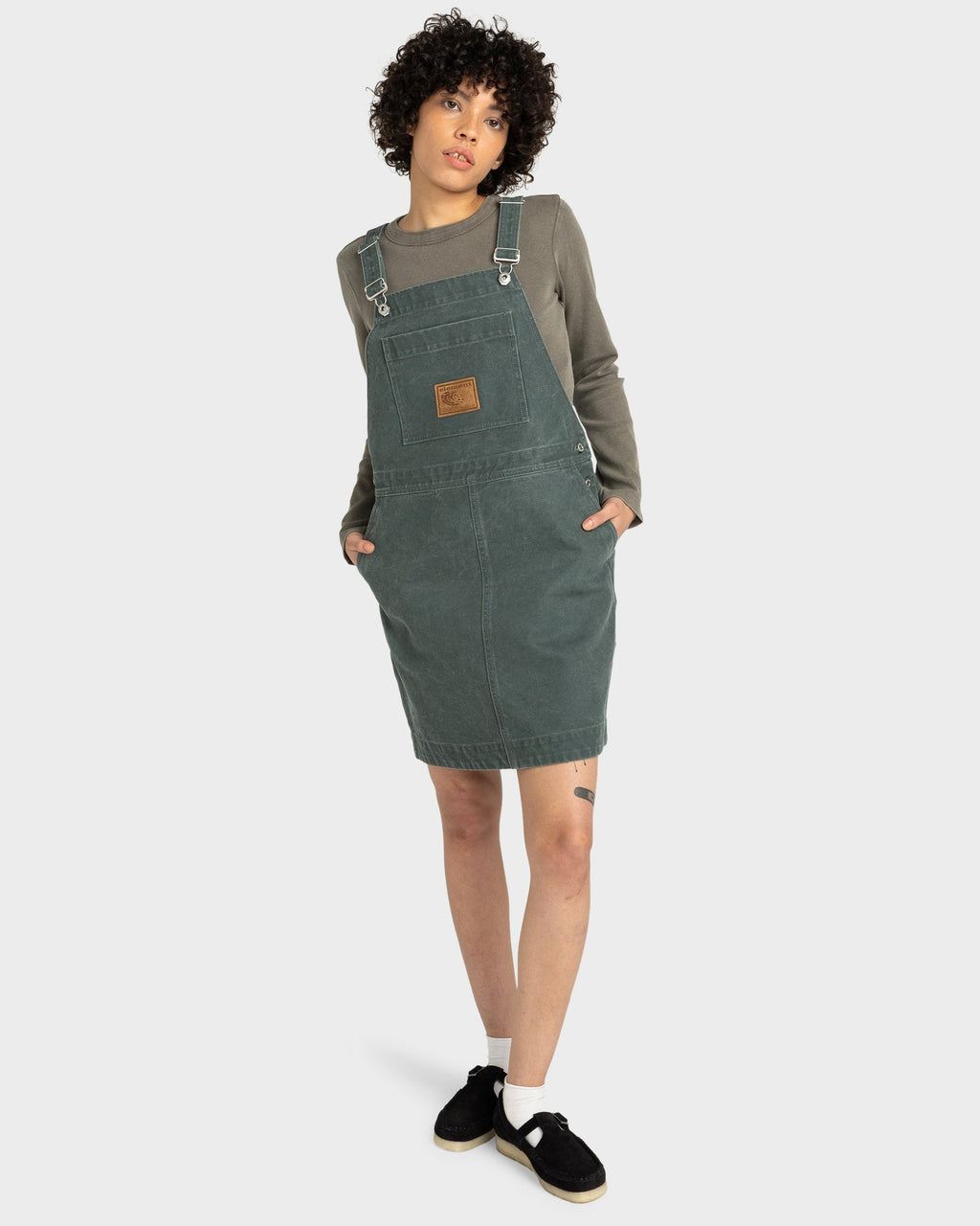 Womens Dungaree Canvas Mini Dress