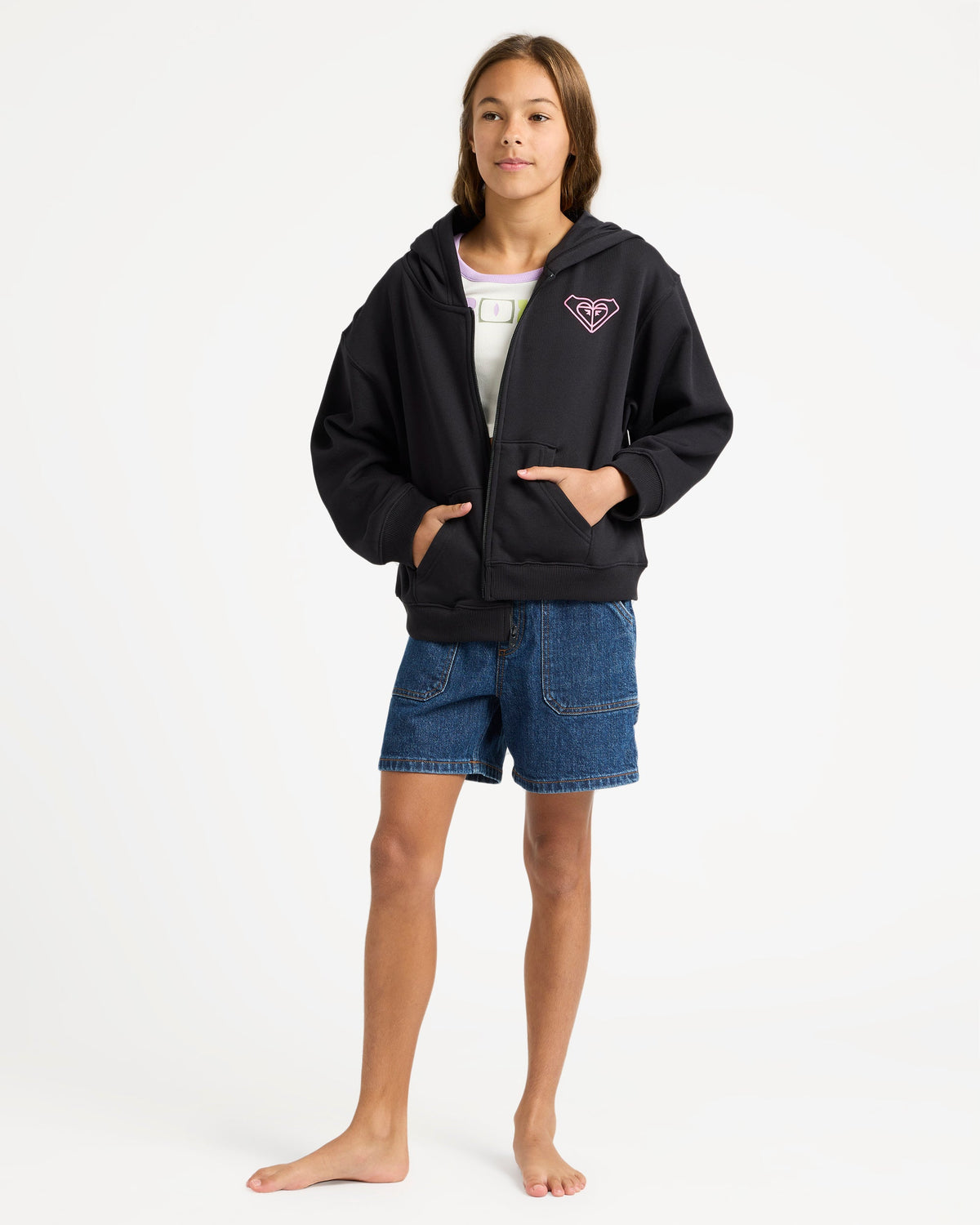 Girls 4-16 Midnight Hike Brushed Zip Up Hoodie