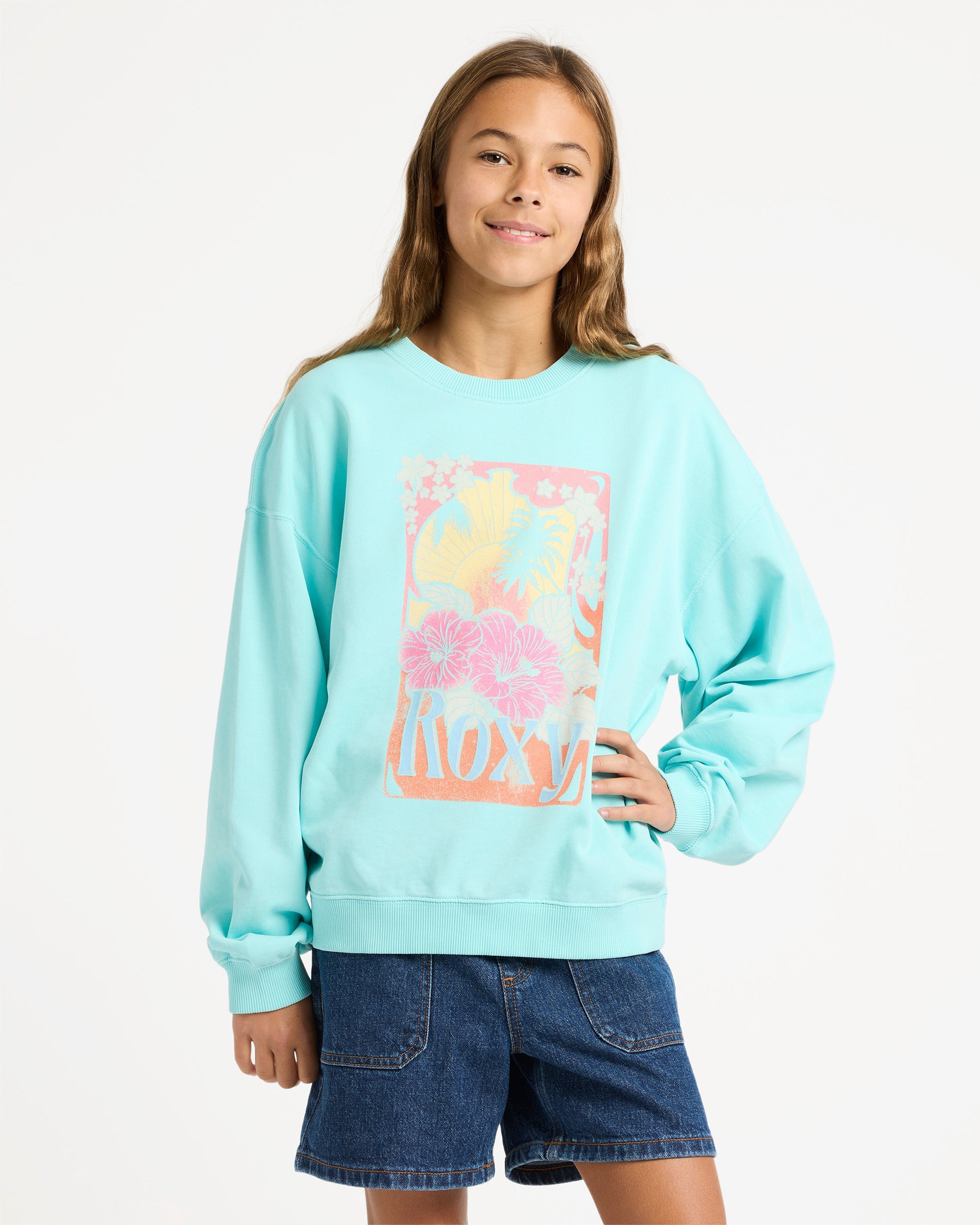 Girls 4-16 Lineup Crew Neck