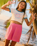 Girls 8-16 Milky Shell Elastic Waist Shorts