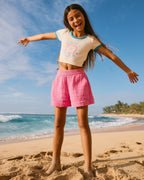 Girls 8-16 Milky Shell Elastic Waist Shorts