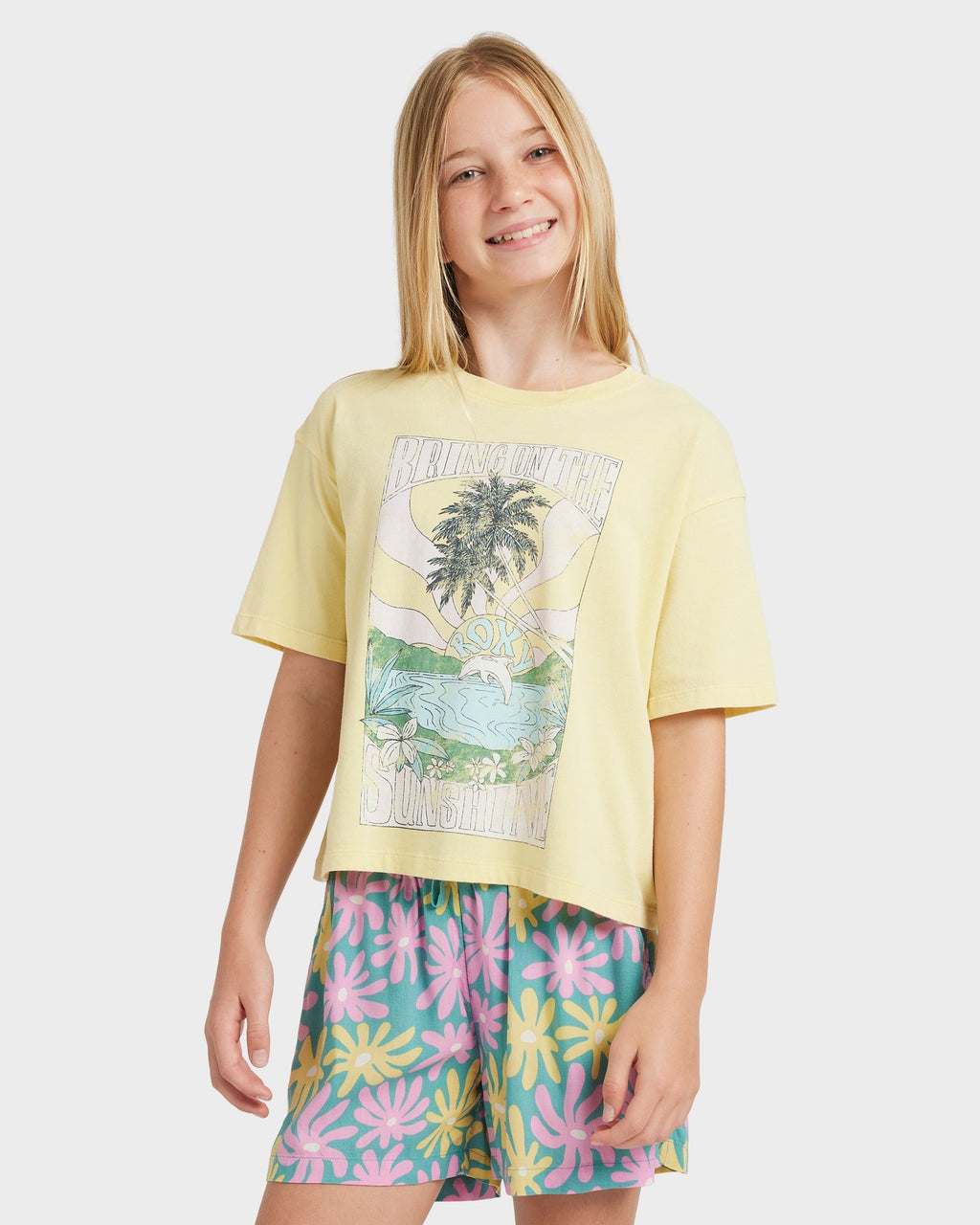 Girls 8-16 Lekeito Break Printed Elastic Waist Shorts