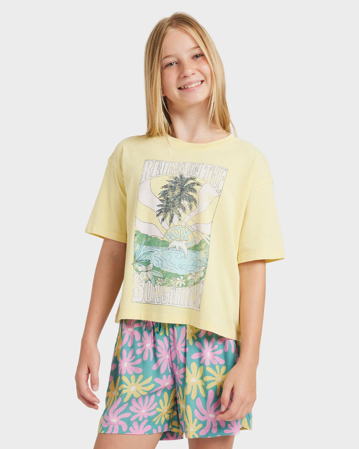 Girls 8-16 Lekeito Break Printed Elastic Waist Shorts