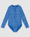 Girls 8-16 Beach Check Onesie Long Sleeve Rash Vest