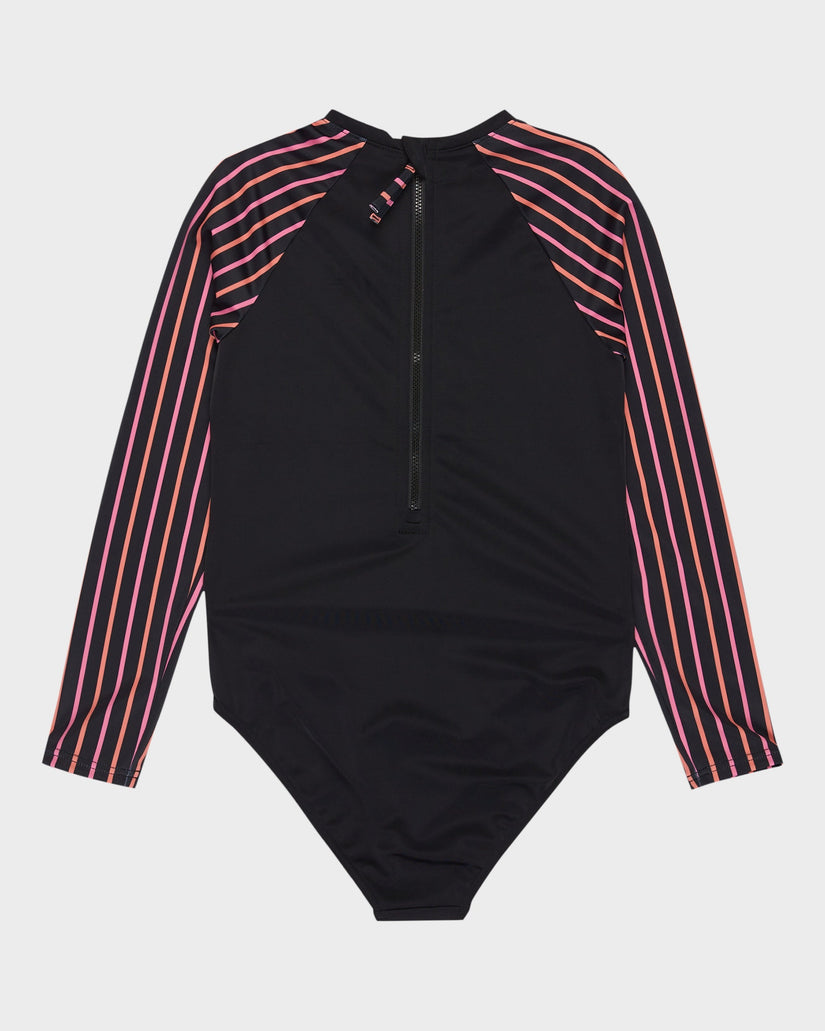 Girls 6-16 Active Floral Long Sleeve Onesie Rash Vest