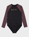 Girls 6-16 Active Floral Long Sleeve Onesie Rash Vest
