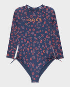 Girls 8-16 Cute Ditsy Long Sleeve Onesie Rash Vest