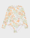 Girls 8-16 Floral Horizon Long Sleeve Onesie Rash Vest
