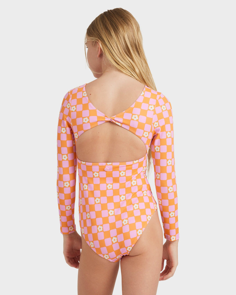 Girls 8-16 Flowe Check One Piece Rash Vest
