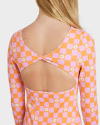 Girls 8-16 Flowe Check One Piece Rash Vest