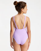 Girls 6-16 Solid Active One Piece Swimsuit