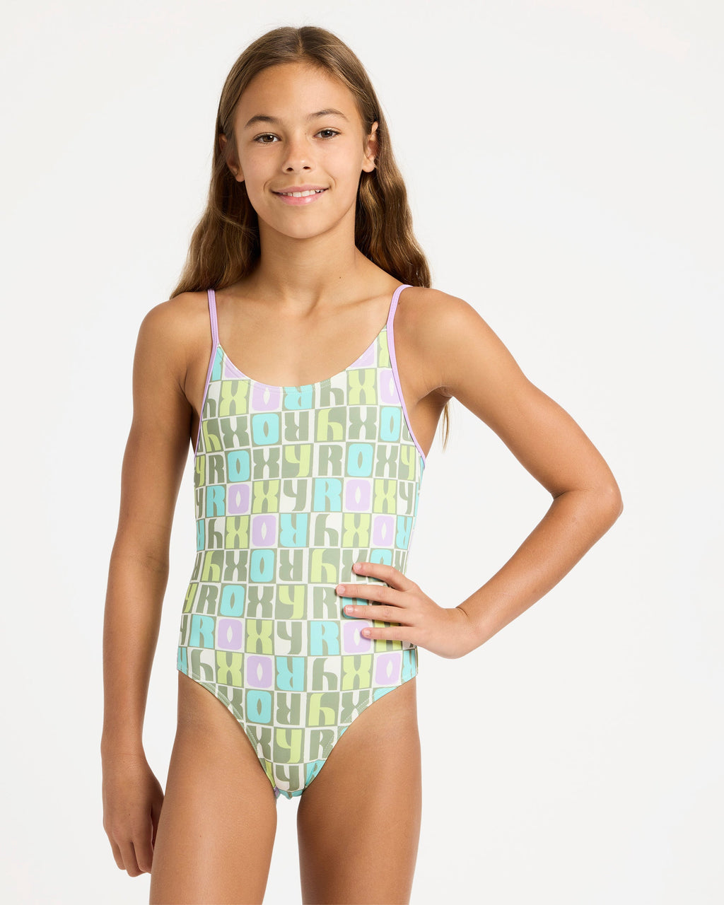 Girls 6-16 Letter Up One Piece Swimsuit