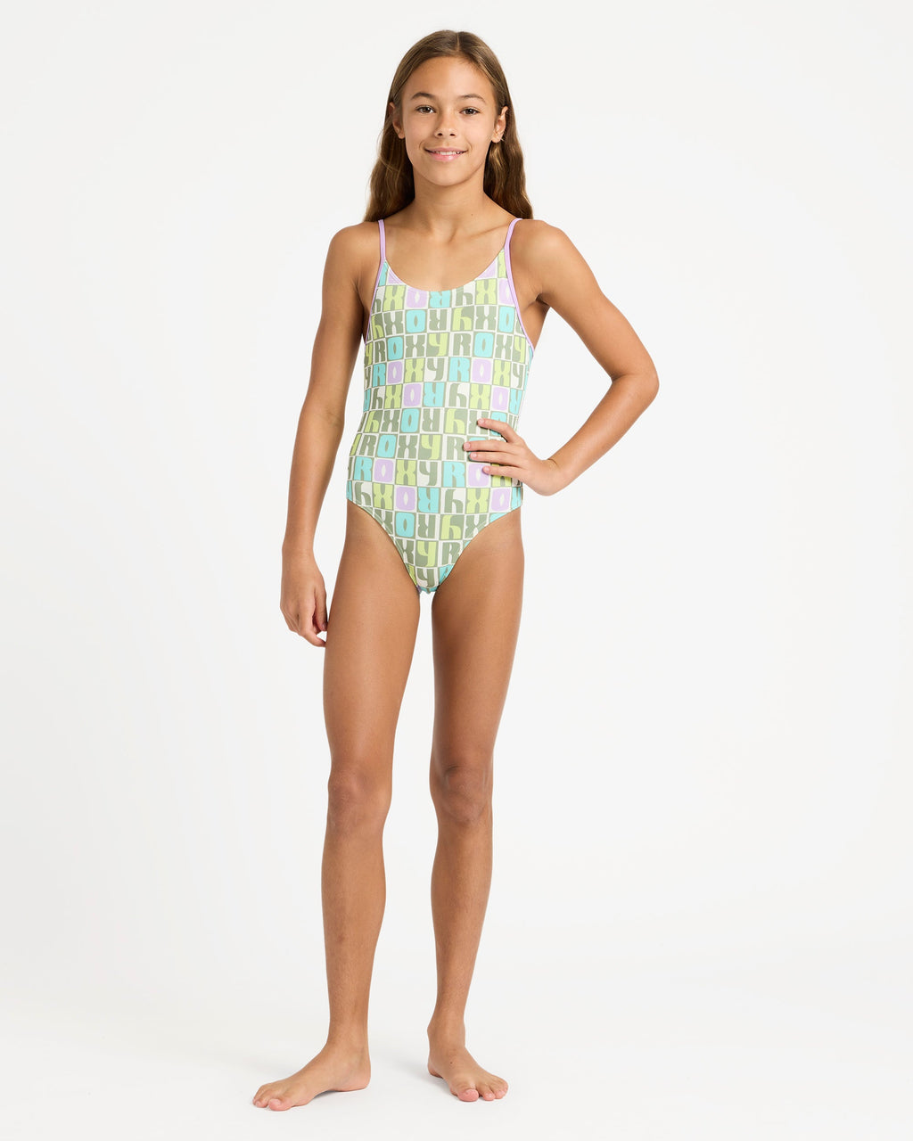 Girls 6-16 Letter Up One Piece Swimsuit