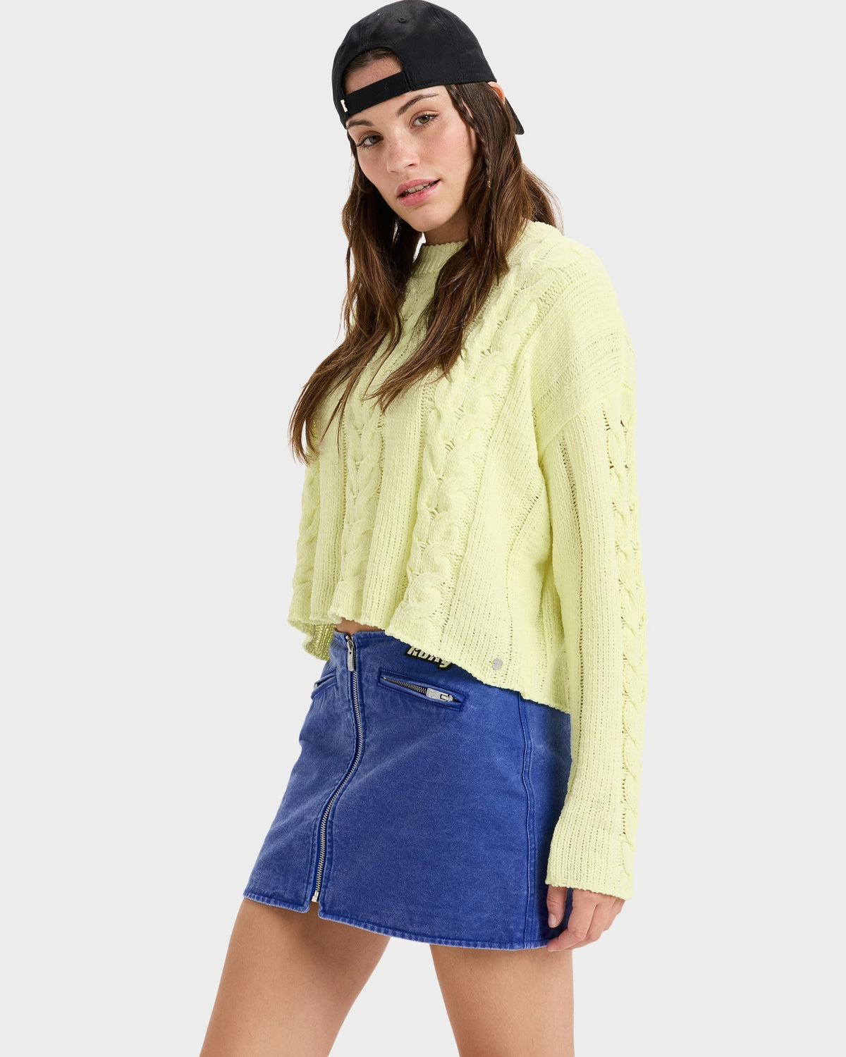 Womens Mini Moto Denim Skirt