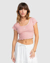 Womens Mini Stripe Baby Crop Top