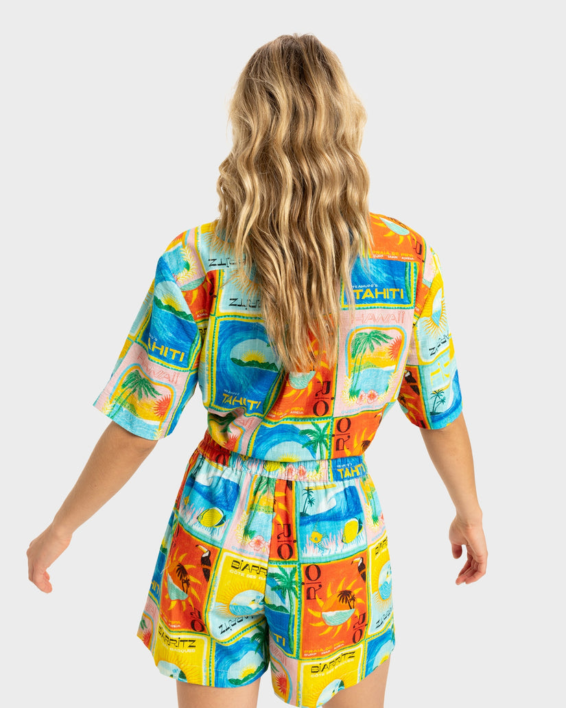 Womens Atlas Sunburn Tones Elastic Waist Shorts