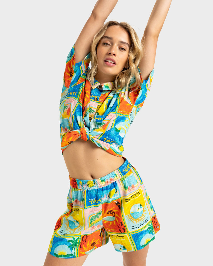 Womens Atlas Sunburn Tones Elastic Waist Shorts