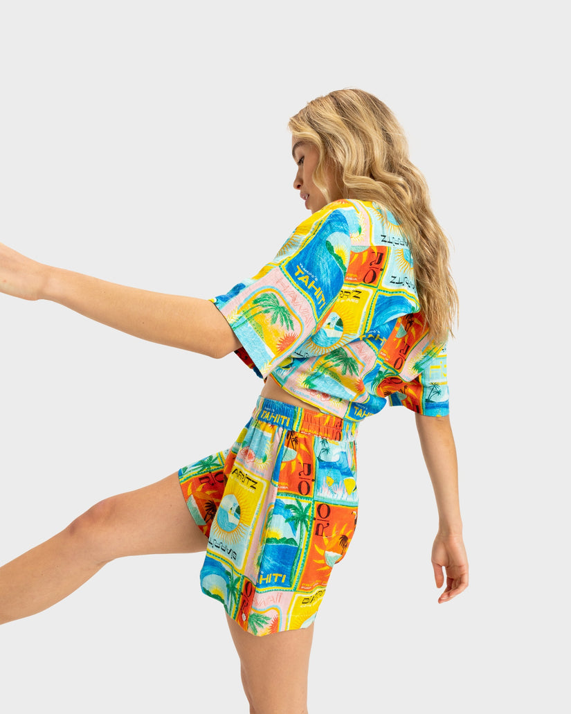 Womens Atlas Sunburn Tones Elastic Waist Shorts