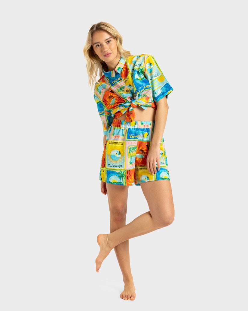 Womens Atlas Sunburn Tones Elastic Waist Shorts