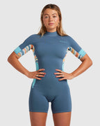 Womens 2mm Swell Series Back Zip Short Sleeve Springsuit