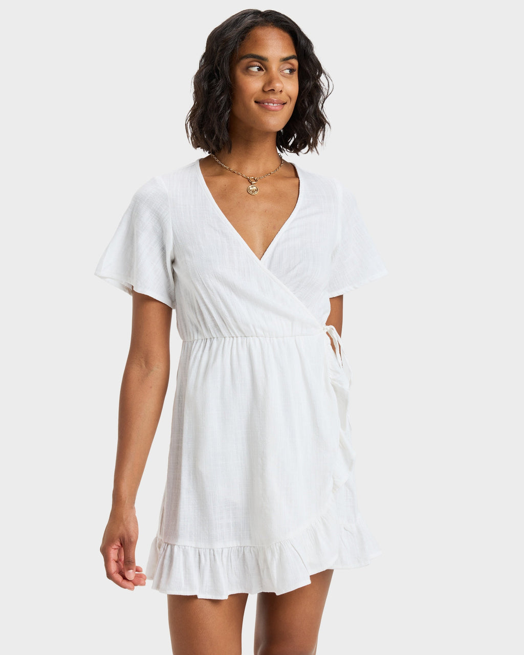 Womens Zenit Wrap Solid Mini Dress