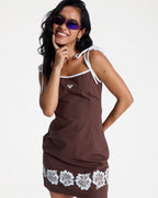 Womens New Nostalgia Solid Mini Dress