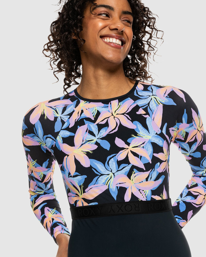 Womens Roxy Active Long Sleeve One-Piece Swimsuit