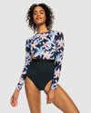 Womens Roxy Active Long Sleeve One-Piece Swimsuit