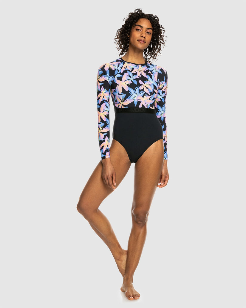 Womens Roxy Active Long Sleeve One-Piece Swimsuit