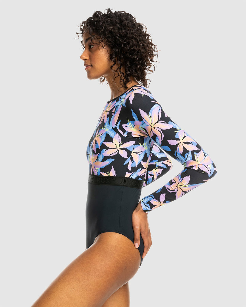 Womens Roxy Active Long Sleeve One-Piece Swimsuit