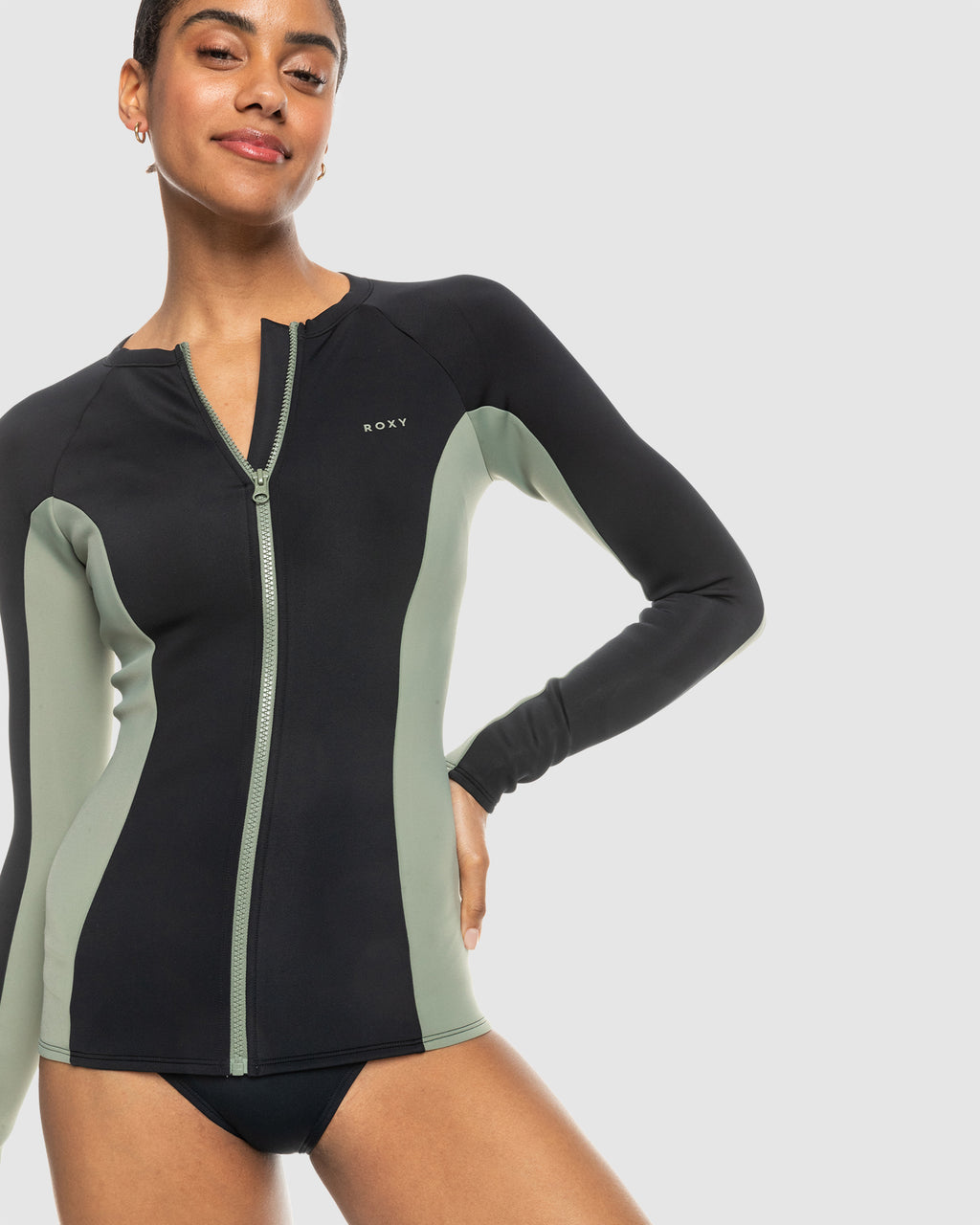 Womens Roxy Pro Wave Zipped Long Sleeve Rash Vest