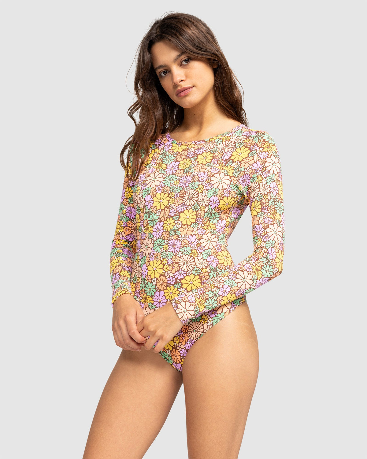 Womens Fashion Long Sleeve One Piece Swimsuit