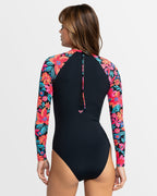 Womens Floral Fiesta Long Sleeve Rash Vest Onesie