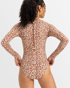 Womens Basic Long Sleeve One Piece Swim Suit
