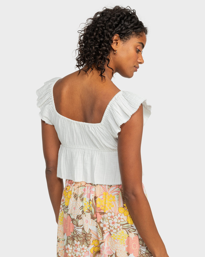 Womens Brisa Flutter Sleeve Crop Top