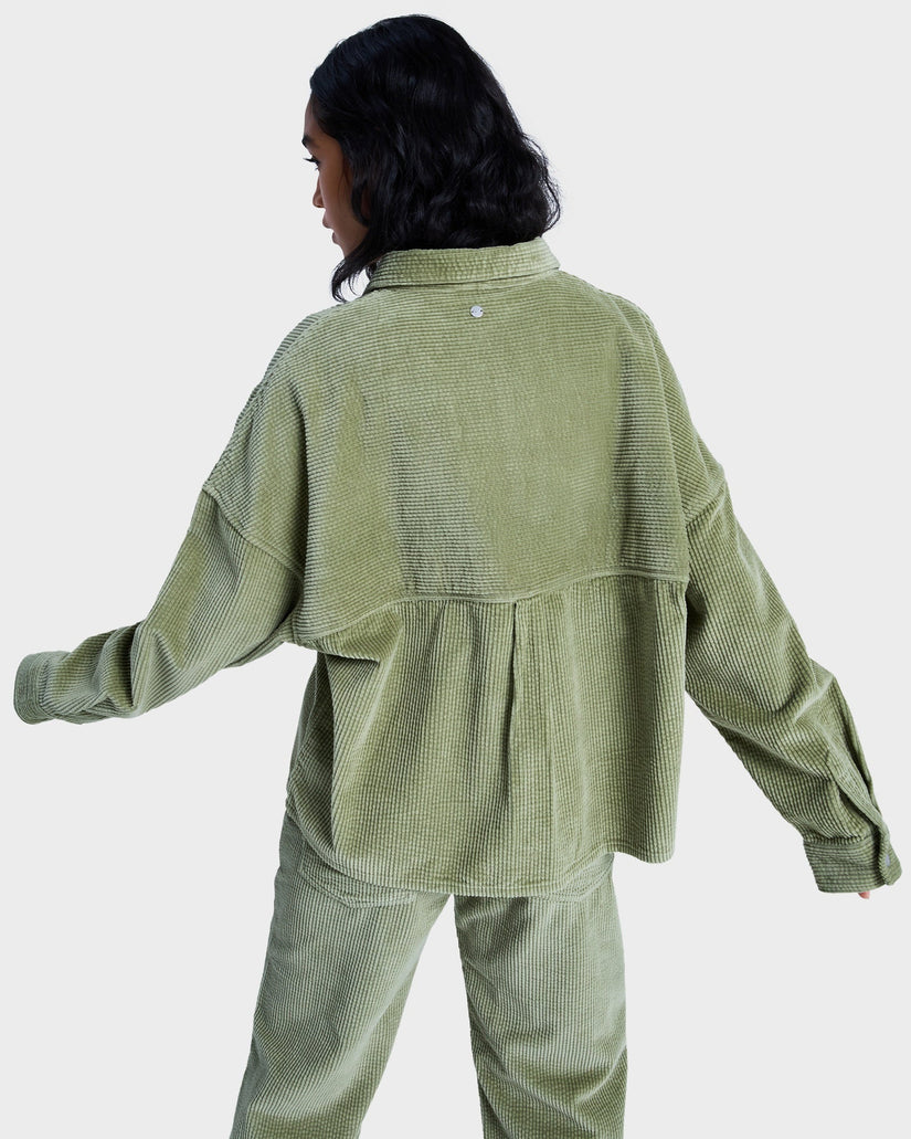 Womens Chilled Out Washed Cord Long Sleeve Shirt